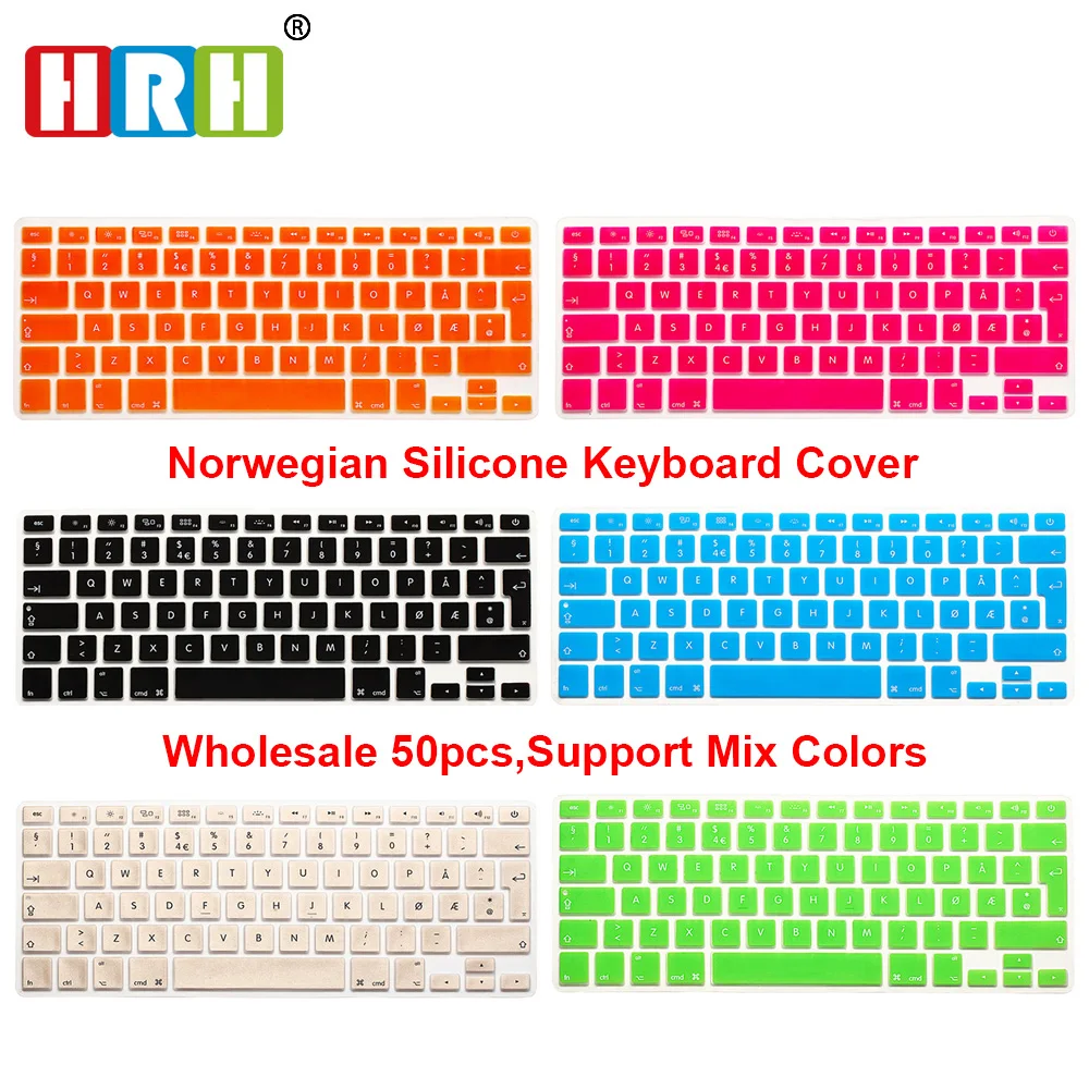 

HRH 50pcs Norwegian Laptop Silicone Gel Keyboard Cover Skin Protector Film For MacBook Air Pro with 13" 15" 17"Retina EU Version