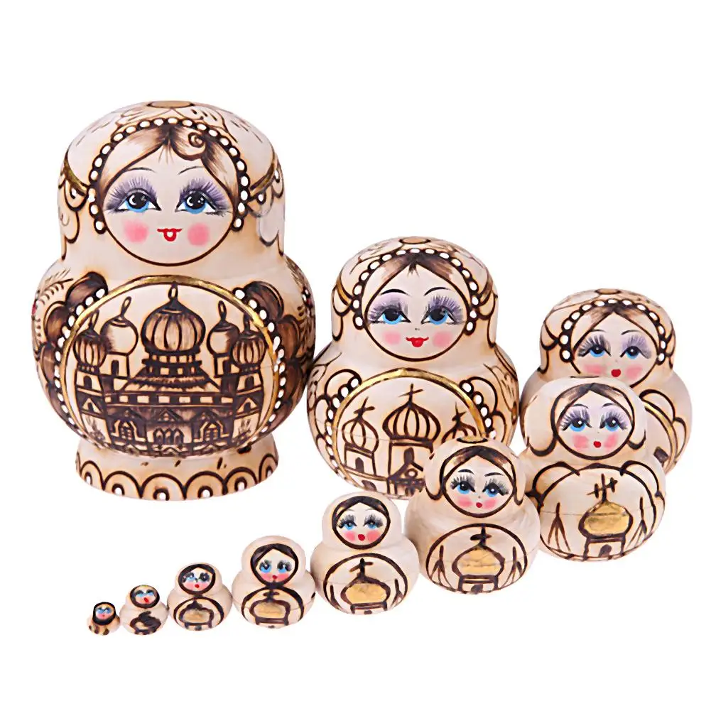 10 Layers/Set Wooden Russian Nesting Dolls Castle Pattern Matryoshka Doll Girls Gift Handmade Crafts New Year's Home Decor
10 Layers/Set Wooden Russian Nesting Dolls Castle Pattern Matryoshka Doll Girls Gift Handmade Crafts New Year's Home Decor