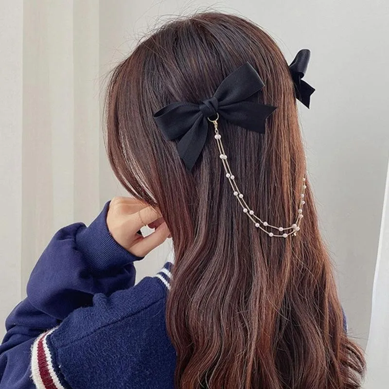 Pearl Chain Bow Hairpin Lovely Bow Hair Barrettes Korean Female Hair Horsetail Women Vintage Ties Headwear Accessories B2G7
Pearl Chain Bow Hairpin Lovely Bow Hair Barrettes Korean Female Hair Horsetail Women Vintage Ties Headwear Accessories B2G7