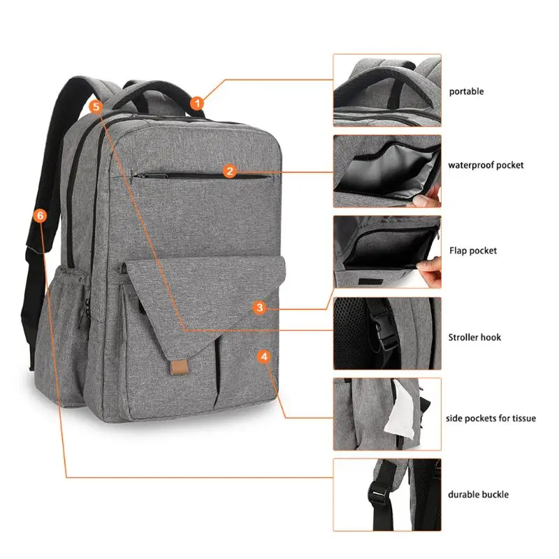 Baby Diaper Backback Large Capacity Mummy Nappy Bag Multifunctional Daypack D0UD
Baby Diaper Backback Large Capacity Mummy Nappy Bag Multifunctional Daypack D0UD