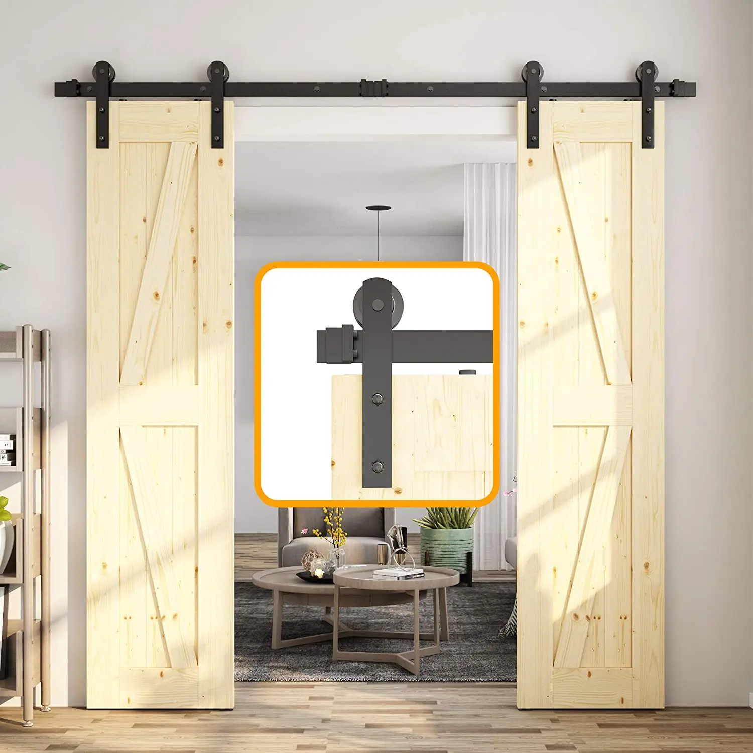 HACCER 4-16FT Sliding Barn Door Hardware Kit Carbon Steel Roller Rail Sturdy Sliding I Shape Hanger Track for Double Wood Door
HACCER 4-16FT Sliding Barn Door Hardware Kit Carbon Steel Roller Rail Sturdy Sliding I Shape Hanger Track for Double Wood Door