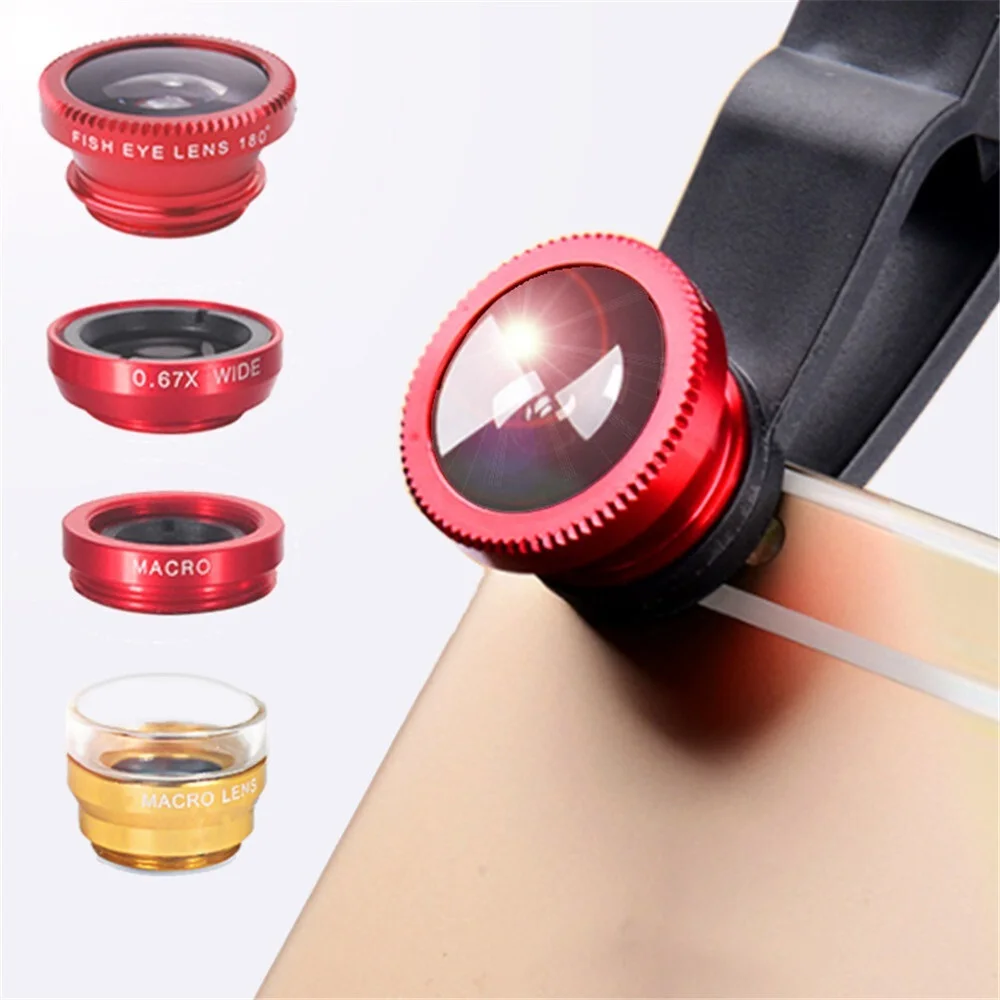 

Phone lens Fisheye 0.67x Wide Angle Zoom lens fish eye 6x macro lenses Camera Kits with Clip lens on the phone for smartphone