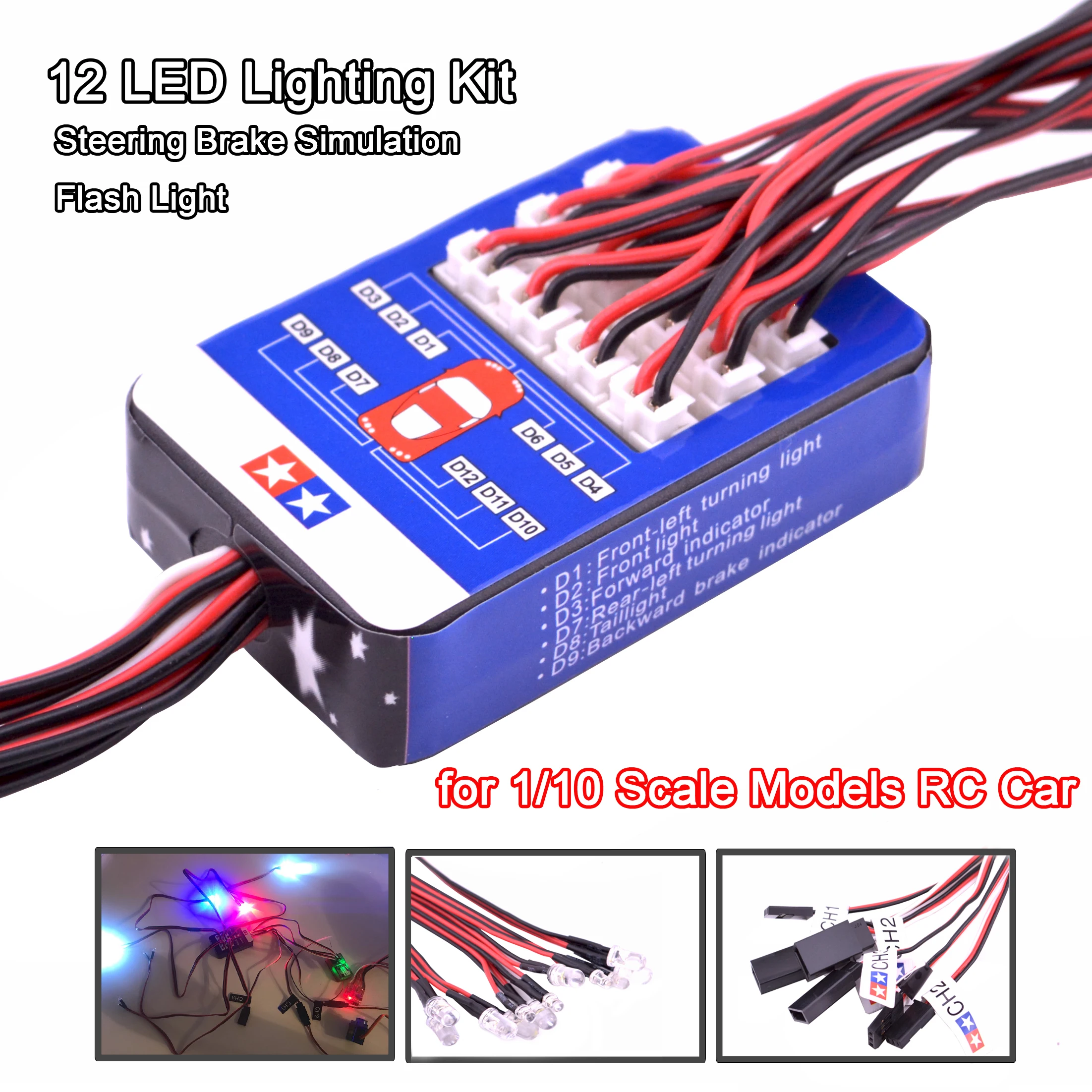 Simulation Flash Light 12 LED Lighting Kit Steering Brake for 1/10 Scale Models RC Car Yokomo Tamiya HSP HPI AXIAL RC4WD TRX
Simulation Flash Light 12 LED Lighting Kit Steering Brake for 1/10 Scale Models RC Car Yokomo Tamiya HSP HPI AXIAL RC4WD TRX