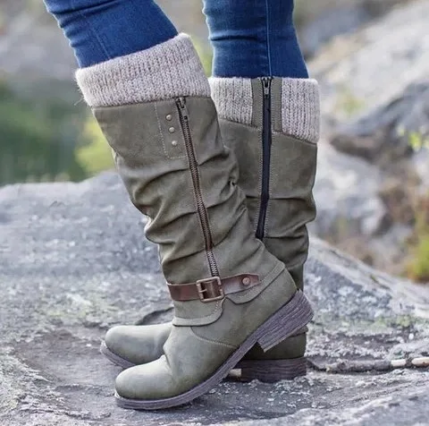 Fashion Women's Shoes Womens Leather Boots Zipper Retro Classic Boots Non-slip Knight Woolen Boots Botas De Invierno Para Mujer
Fashion Women's Shoes Womens Leather Boots Zipper Retro Classic Boots Non-slip Knight Woolen Boots Botas De Invierno Para Mujer