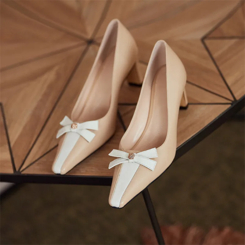 Meotina Natural Genuine Leather High Heels Square Toe Women Shoes Block Heel Pumps Bow Female Footwear Spring Beige Big Size 43
Meotina Natural Genuine Leather High Heels Square Toe Women Shoes Block Heel Pumps Bow Female Footwear Spring Beige Big Size 43