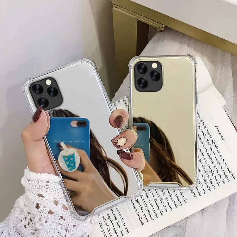 Зеркальный Мягкий силиконовый чехол для iPhone 11 Pro Max 2019 противоударный подушки
