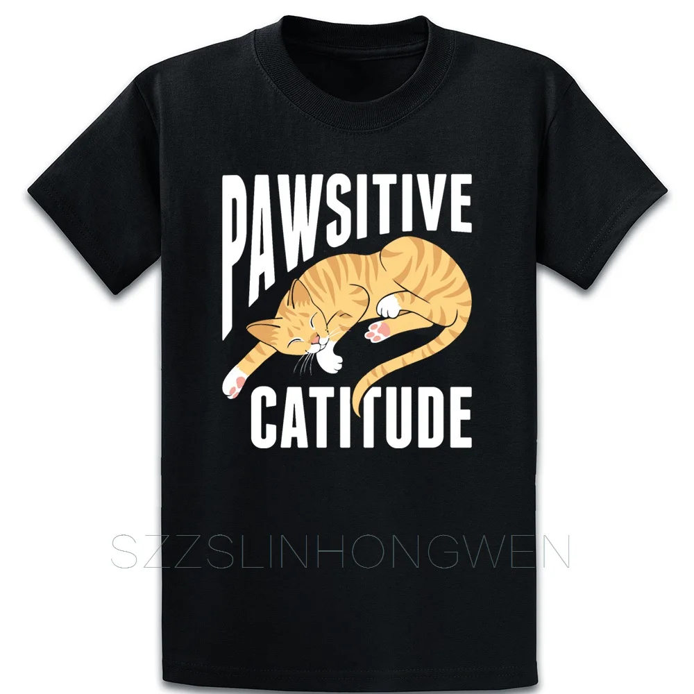 Pawsitive Catitude футболка анти морщинки короткий рукав проектирование узор каваи Лето