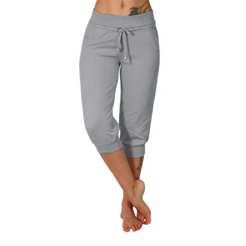 Solid Color Women Capris Pants Trousers Ladies Pencil Pants Summer Pocket Drawstring High Waist Calf Length Pants femme pantalon
Solid Color Women Capris Pants Trousers Ladies Pencil Pants Summer Pocket Drawstring High Waist Calf Length Pants femme pantalon