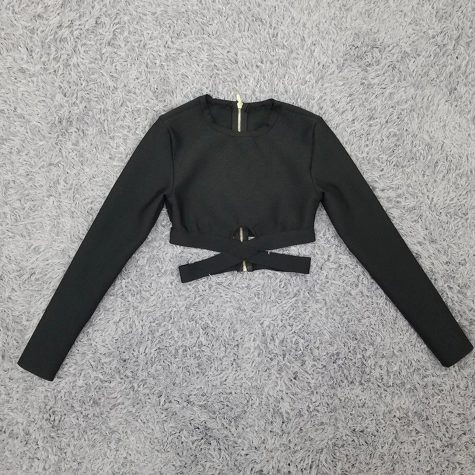 Fashion Autumn Black Long Sleeve O-neck Hollow Zip Bodycon Short Top 2020 New Runway Celebrity Club Party Sexy Bandage Top
Fashion Autumn Black Long Sleeve O-neck Hollow Zip Bodycon Short Top 2020 New Runway Celebrity Club Party Sexy Bandage Top