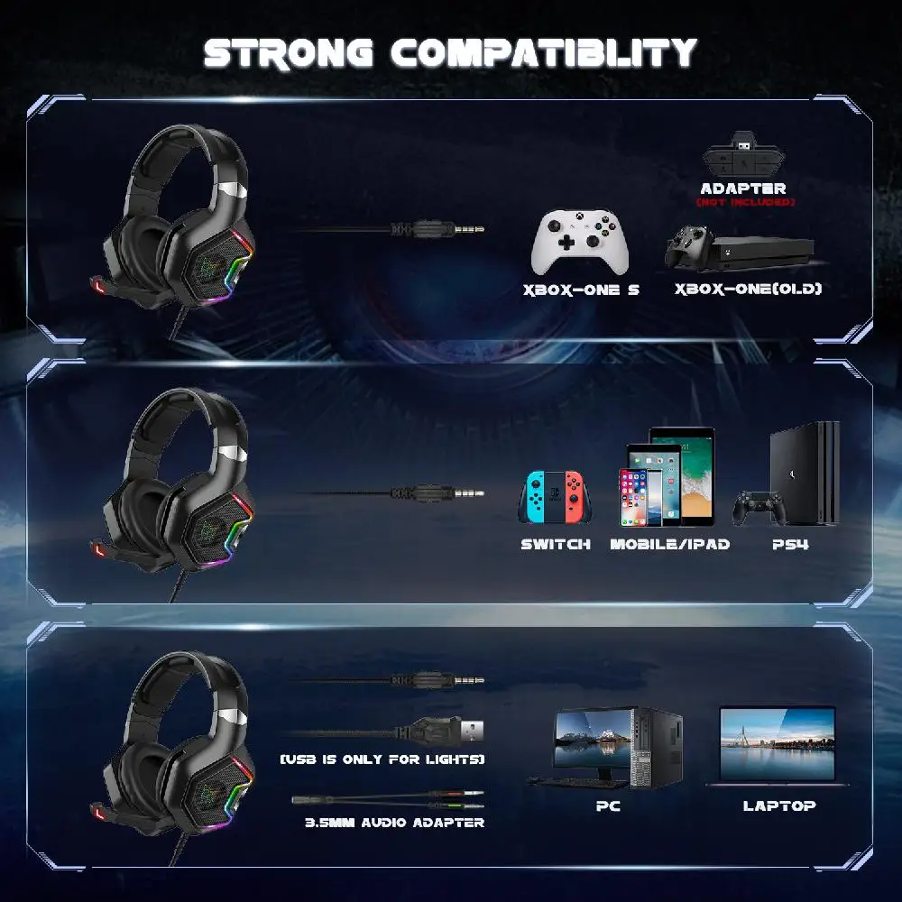 K10RPO Gaming Headset With Adjustable Microphone for PS4 Xbox PC Noise Cancelling Game Headphone Surround Sound
K10RPO Gaming Headset With Adjustable Microphone for PS4 Xbox PC Noise Cancelling Game Headphone Surround Sound