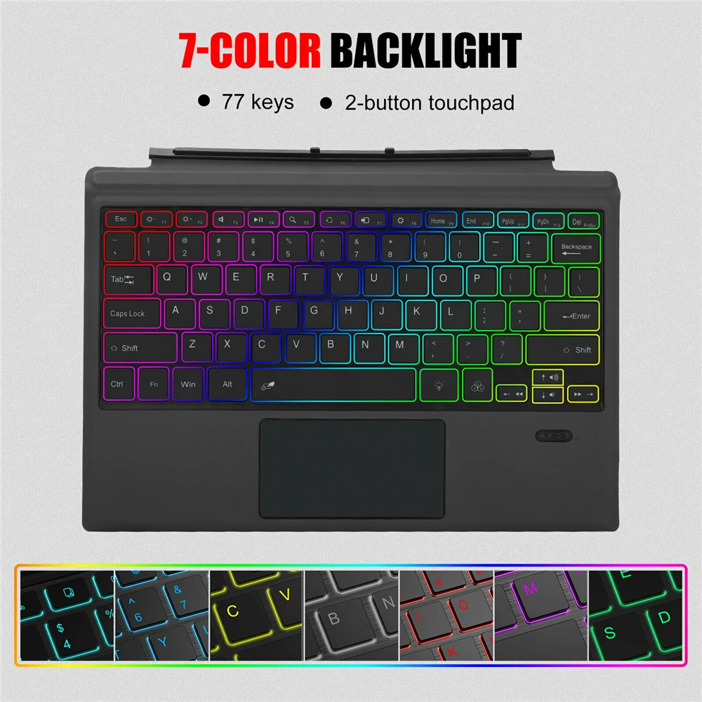 Беспроводная Магнитная клавиатура с RGB-подсветкой для Microsoft Surface Pro 7/6/5/4/3 |