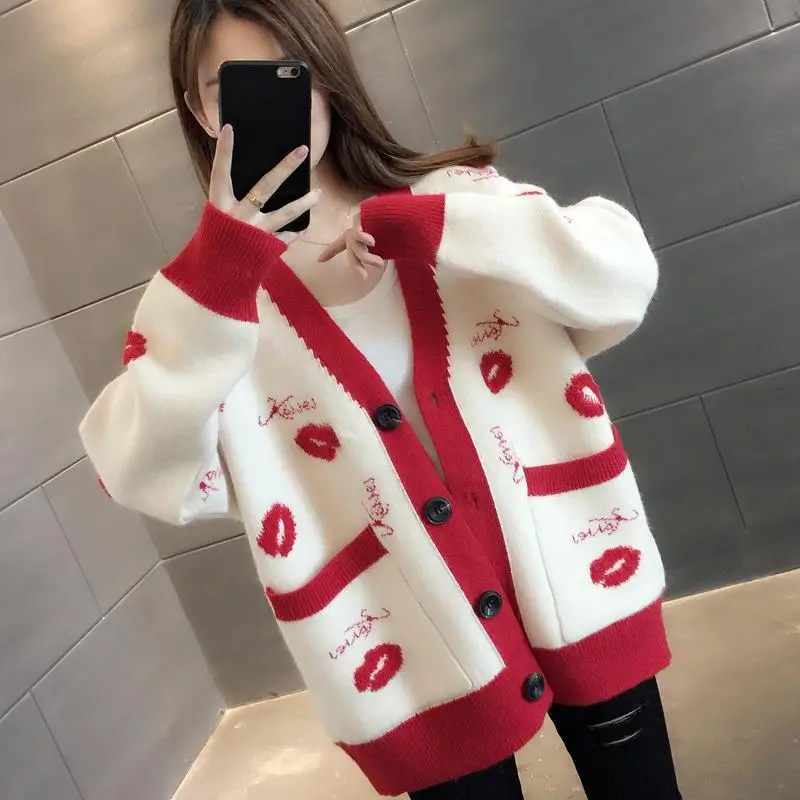 Women's cardigan kiss sweater spring and autumn 2021 new Joker women's loose explosions sweater coat women's spring and autumn
Women's cardigan kiss sweater spring and autumn 2021 new Joker women's loose explosions sweater coat women's spring and autumn