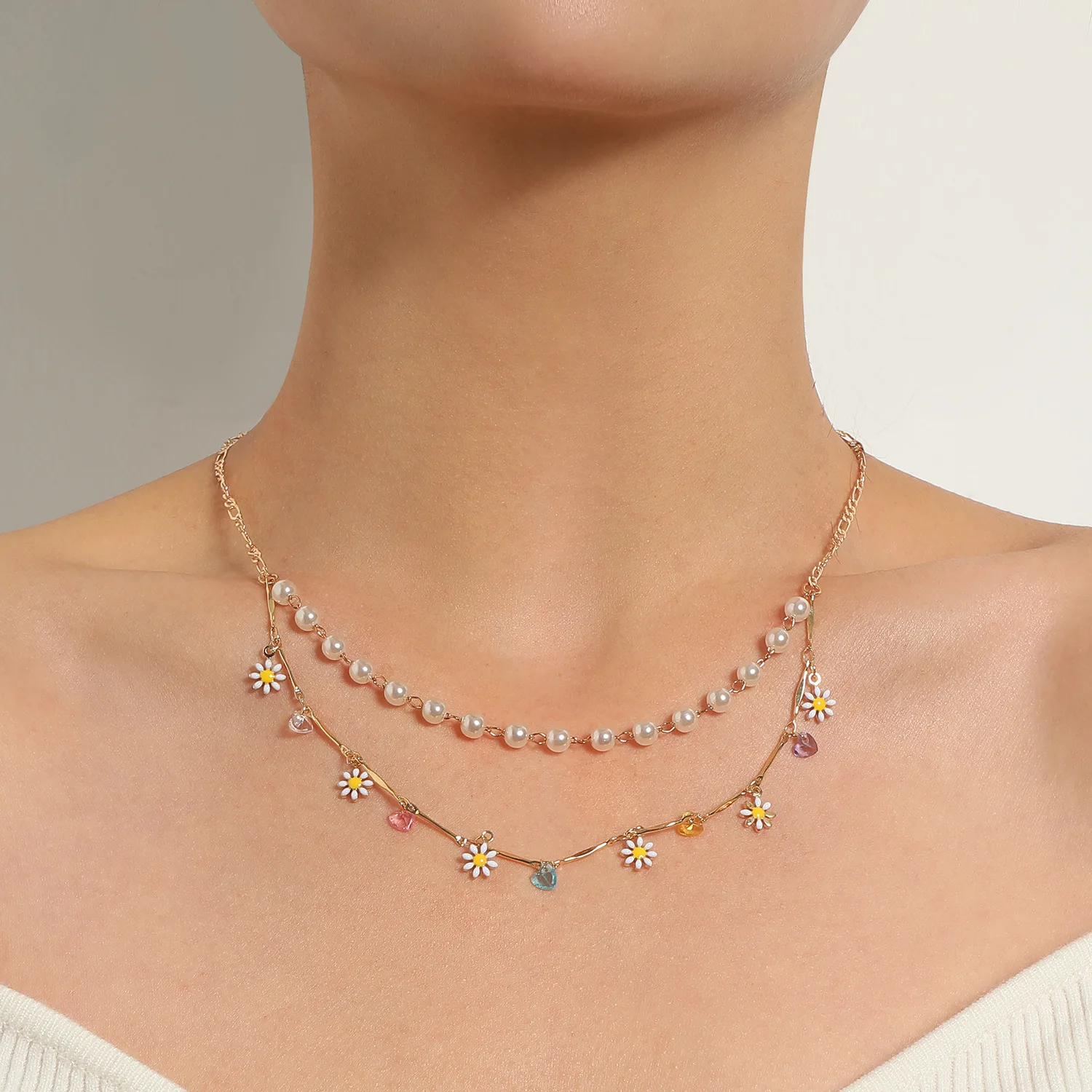 Vintage Cute Daisy Flowers Colorful Love Pearl Chain Choker Necklace for Women Fashion Trend Charm Aesthetics Jewelry Wholesale
Vintage Cute Daisy Flowers Colorful Love Pearl Chain Choker Necklace for Women Fashion Trend Charm Aesthetics Jewelry Wholesale