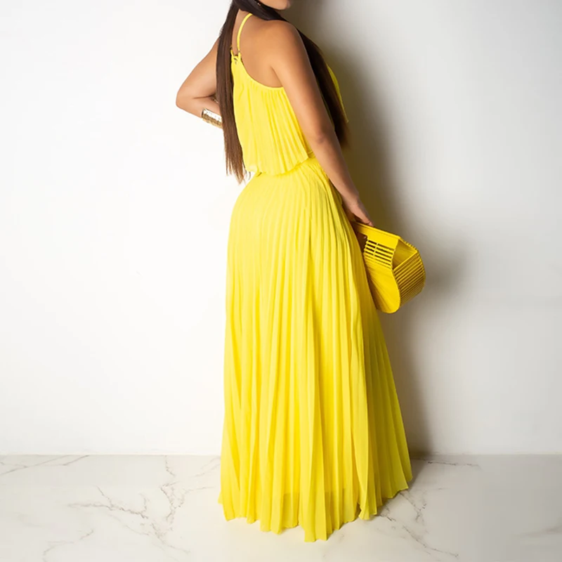Summer Women Fashion Solid Pleated Sleeveless Two-Layer Fabric Two Piece Set Women Dress Set
Summer Women Fashion Solid Pleated Sleeveless Two-Layer Fabric Two Piece Set Women Dress Set