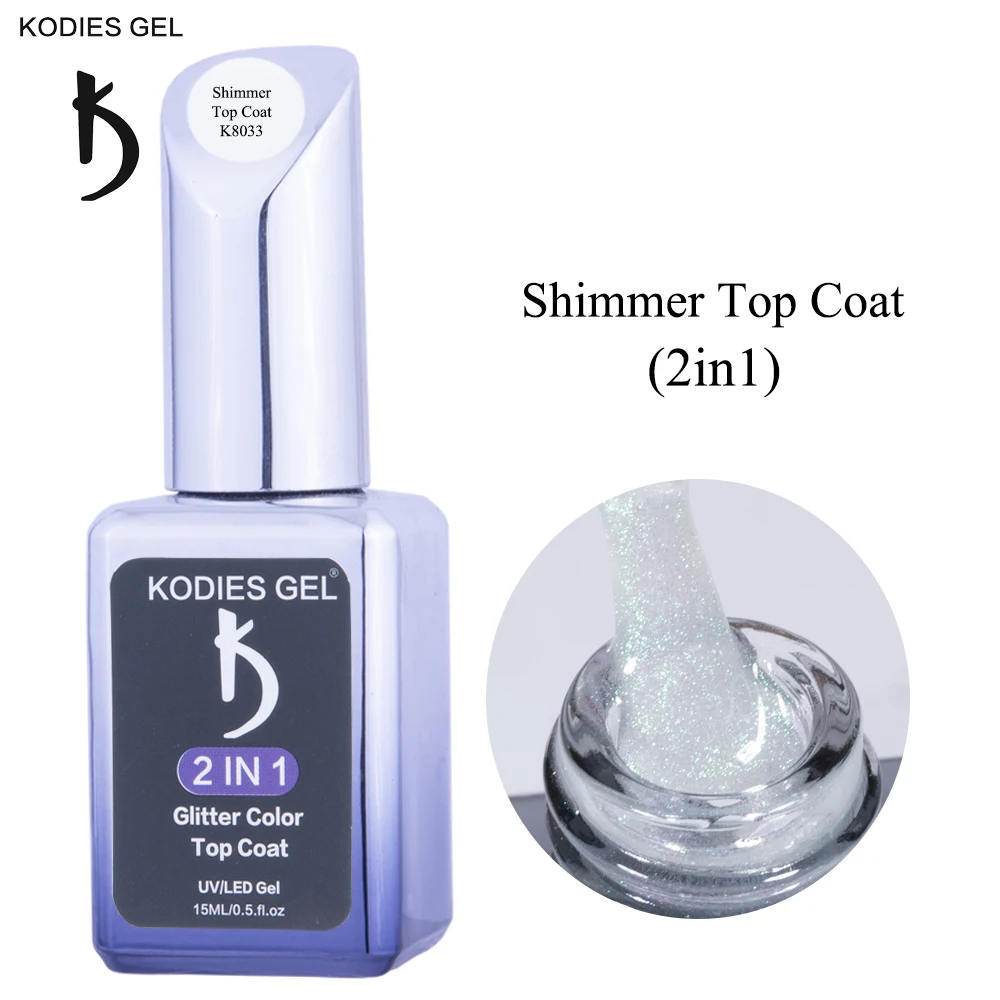 

KODIES GEL Nail Gel Top Coat No Wipe Shimmer Shine UV Gel Varnish Sealing Function Polish 15ML Diamond Chrome Glitter Topcoat
