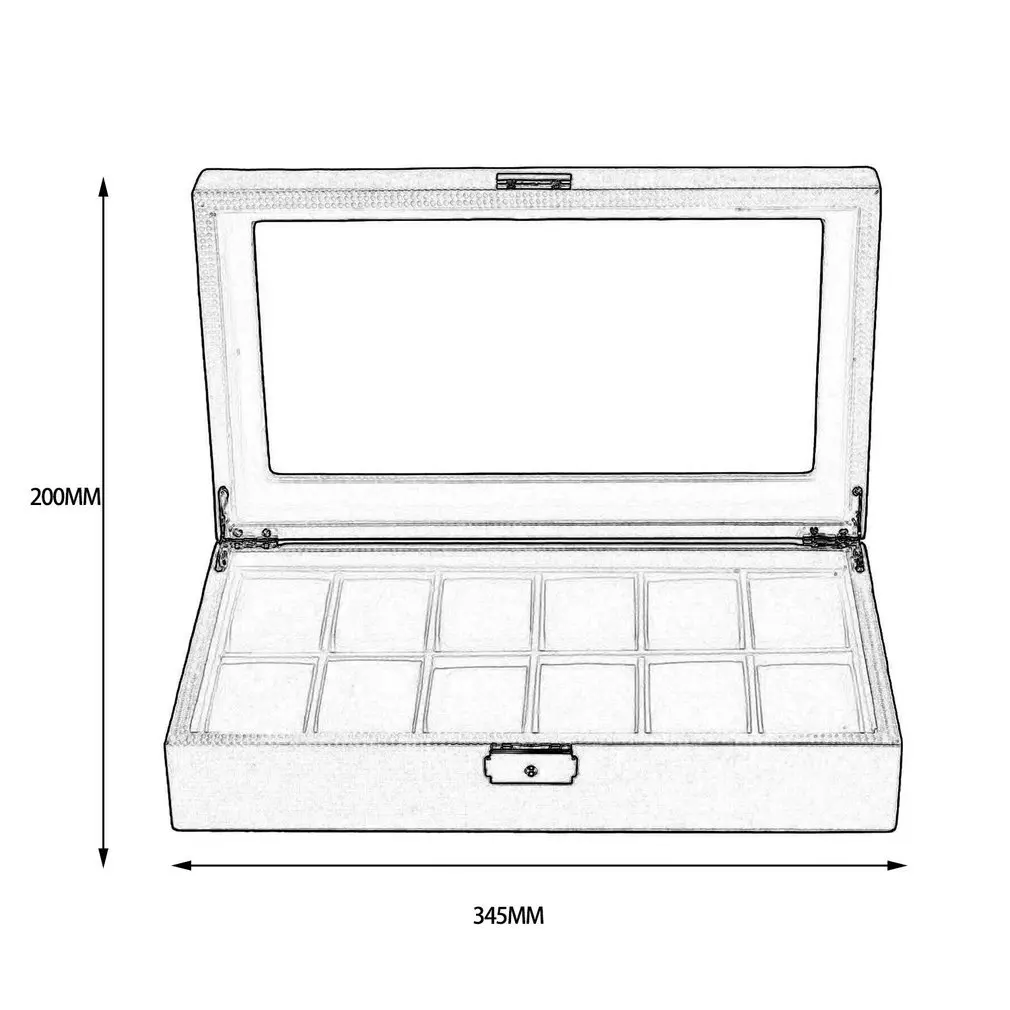 Luxury 6/12 Grids Watch Box Carbon Fibre Pattern Watch Storage Box Watch Display Slot Case Storage Organizer