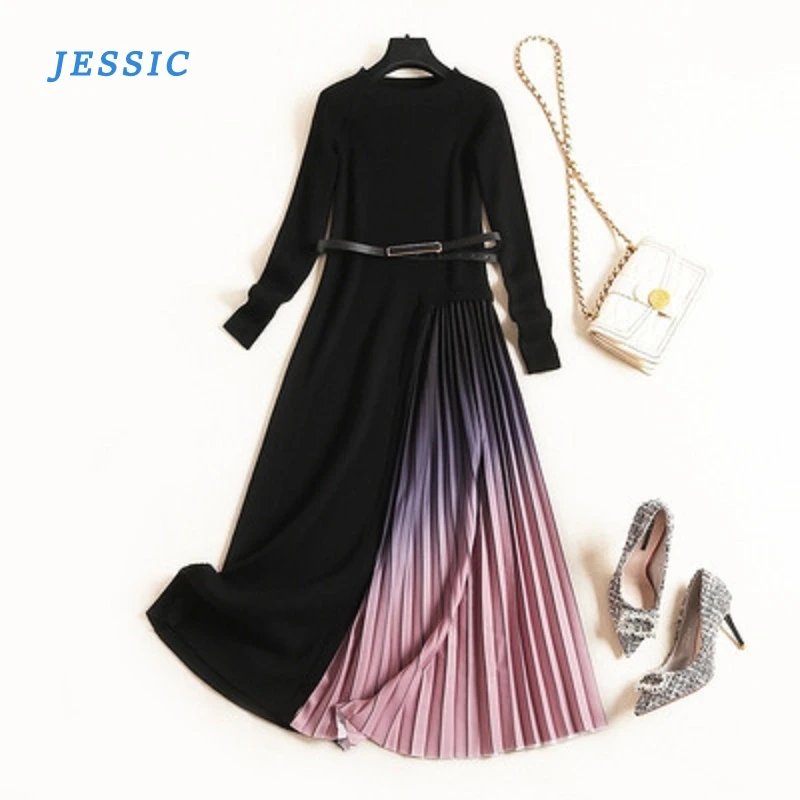 JESSIC Temperament Knitted Dress 2021 Spring Fashion Stitching Pleated Skirt Gradient Color A-line Skirt Dropship
JESSIC Temperament Knitted Dress 2021 Spring Fashion Stitching Pleated Skirt Gradient Color A-line Skirt Dropship