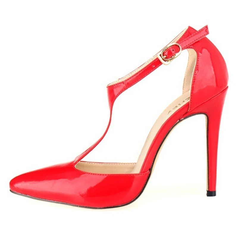 Women Pumps Pointed Toe T-Strap Sandals Buckle Ankle Strap Patent Leather OL Casual High Heel Black Office Red Wedding Shoes
Women Pumps Pointed Toe T-Strap Sandals Buckle Ankle Strap Patent Leather OL Casual High Heel Black Office Red Wedding Shoes