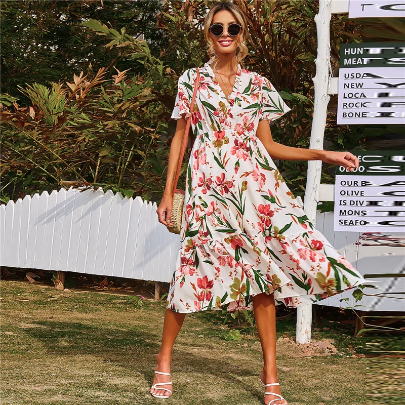 Floral Print 2021 Summer New Dress Women Bohemian Short Sleeve Woman Dress #3106
Floral Print 2021 Summer New Dress Women Bohemian Short Sleeve Woman Dress #3106