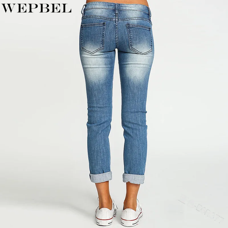 WEPBEL Women Jeans Ladies Fashion Boyfriend Style Cotton Mid Waist Hole Ripped Beggar Denim Pants Vintage Curling Trousers
WEPBEL Women Jeans Ladies Fashion Boyfriend Style Cotton Mid Waist Hole Ripped Beggar Denim Pants Vintage Curling Trousers