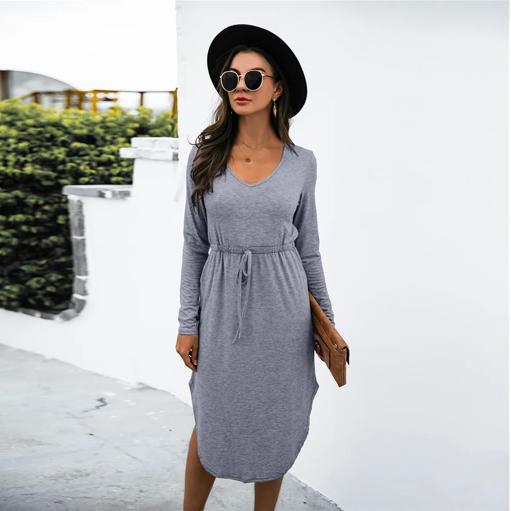 Autumn New Solid Color V-neck Lace Up Drawstring Midi Dress Women Long Sleeve Casual Slim High Wist Elegant Cotton Vestidos XXL
Autumn New Solid Color V-neck Lace Up Drawstring Midi Dress Women Long Sleeve Casual Slim High Wist Elegant Cotton Vestidos XXL