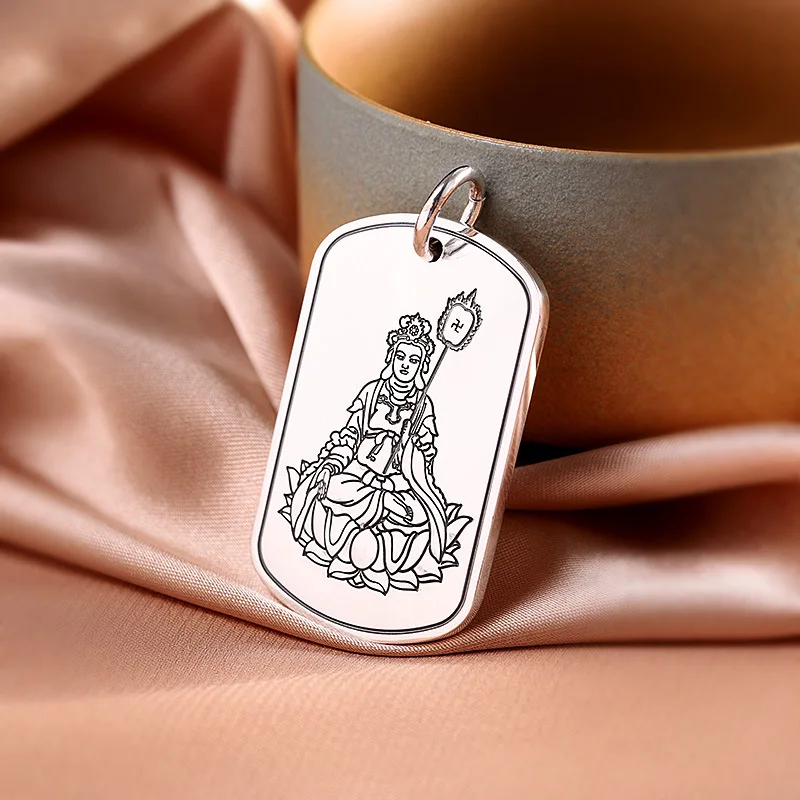 Uglyless Handmade Buddha Pendants for Men Buddhism Big Size Square Necklaces NO Chains 999 Pure Silver Religious Gifts Jewelry | Украшения
