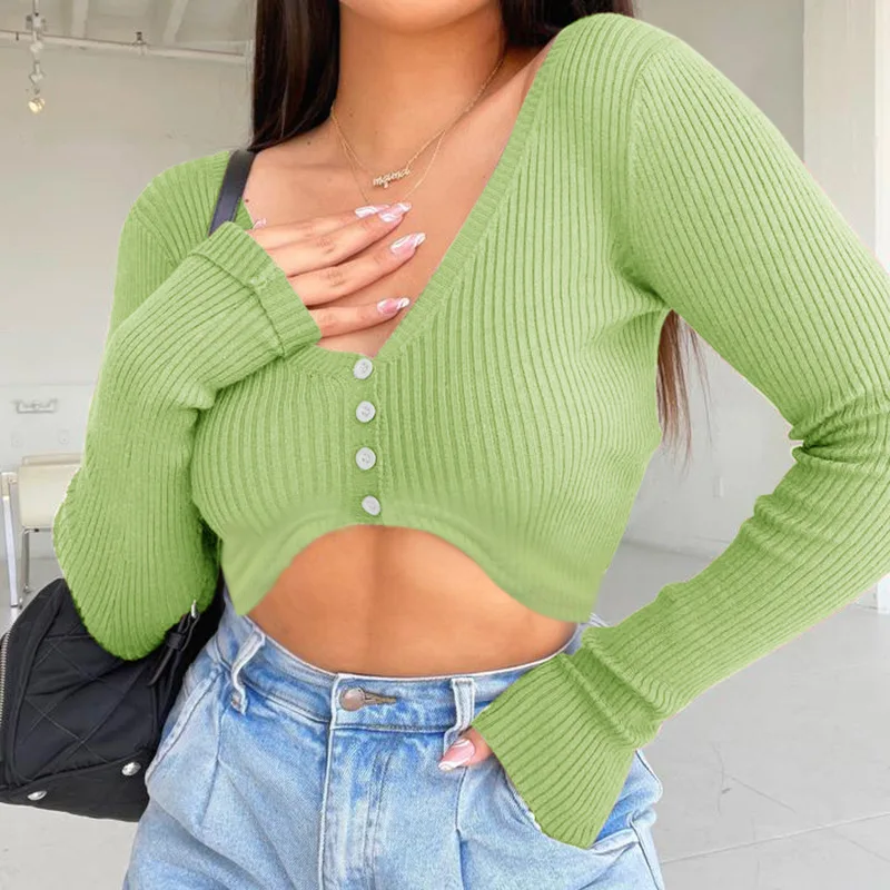 Autumn Women Sexy Temperament Knitted Long-Sleeved Short Top Short Slim All-Match Cardigan
Autumn Women Sexy Temperament Knitted Long-Sleeved Short Top Short Slim All-Match Cardigan