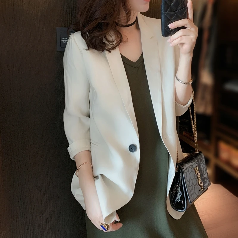 Solid Women Elegant Blazer Autumn Spring Office Lady Outerwear Female Casual Women Thin Outwear Blazer
Solid Women Elegant Blazer Autumn Spring Office Lady Outerwear Female Casual Women Thin Outwear Blazer