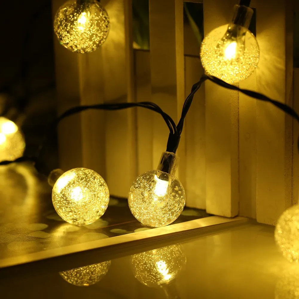 

5W 17M 100LEDs Solar Powered Energy Ball Outdoor String Light Lawn Lamp Constant Bright & Flashing Double Dual Ligh