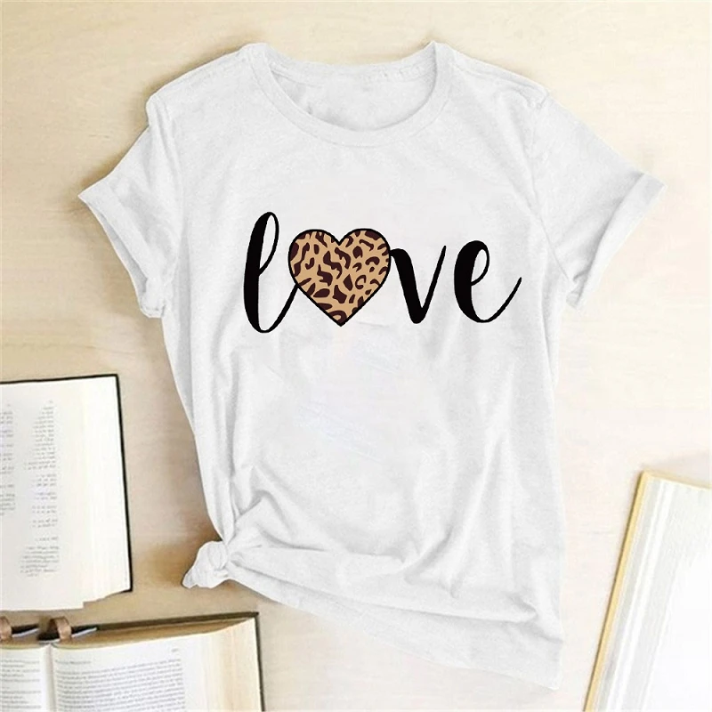 Leopard Heart Print Love T Shirts Women Fashion Short Sleeve Cute T-shirt Casual Harajuku O-Neck Top Tee Femme
Leopard Heart Print Love T Shirts Women Fashion Short Sleeve Cute T-shirt Casual Harajuku O-Neck Top Tee Femme