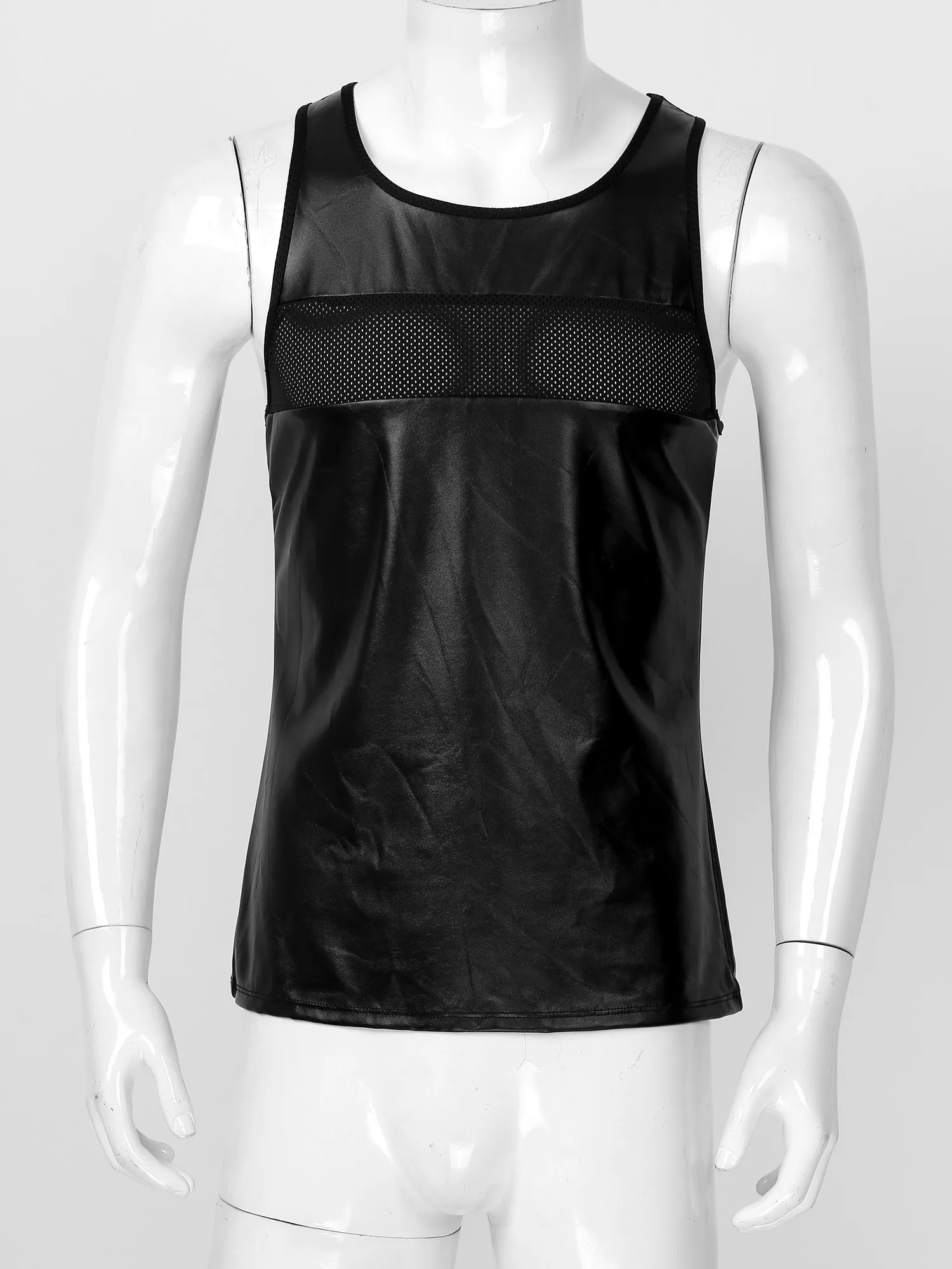 Футболка мужская из искусственной кожи, Приталенный топ без рукавов, жилет с круглым вырезом в стиле пэчворк, однотонный костюм для выступл...
Футболка мужская из искусственной кожи, Приталенный топ без рукавов, жилет с круглым вырезом в стиле пэчворк, однотонный костюм для выступл...