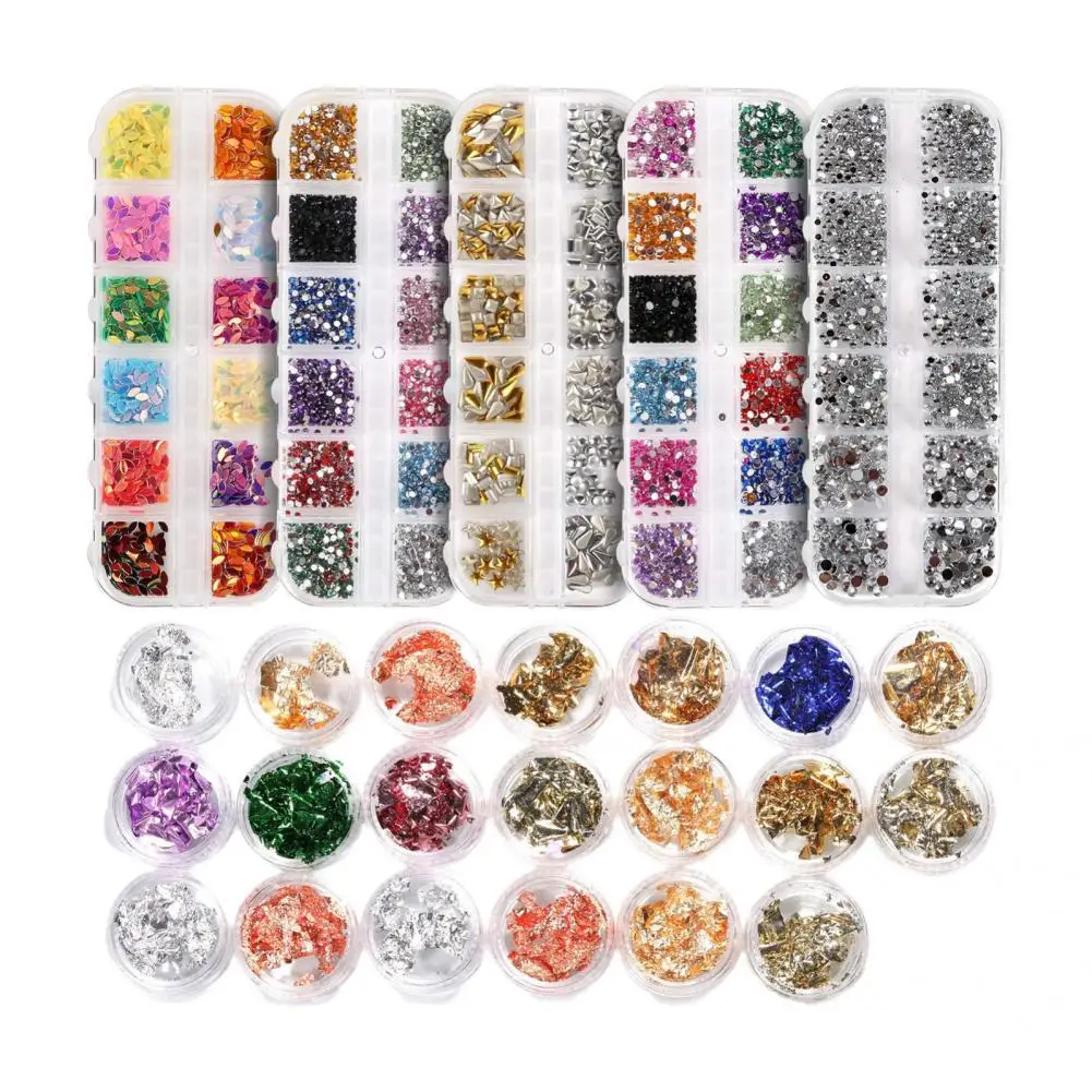 

1Set Fashion Nail Art Transfer Gold Color Foil Sticker Nice-looking Manicure Sequins Wide Application for Decoration