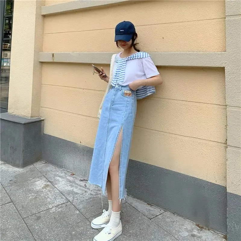 Hem Single Slits Zipper A-Line Women's Summer Demin Skirt Large Size Streetwear Casual Skirts with High Waist Young Style
Hem Single Slits Zipper A-Line Women's Summer Demin Skirt Large Size Streetwear Casual Skirts with High Waist Young Style