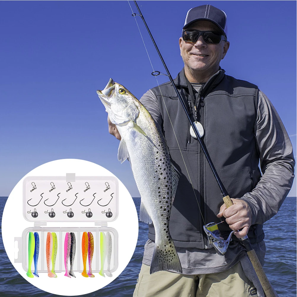 FISH Soft T Fishing Lure Set 25pcs Silicone Baits With Lead Jig Head Fishhook Offset Hooks Worm Carp Fishing Tackle Kit
FISH Soft T Fishing Lure Set 25pcs Silicone Baits With Lead Jig Head Fishhook Offset Hooks Worm Carp Fishing Tackle Kit