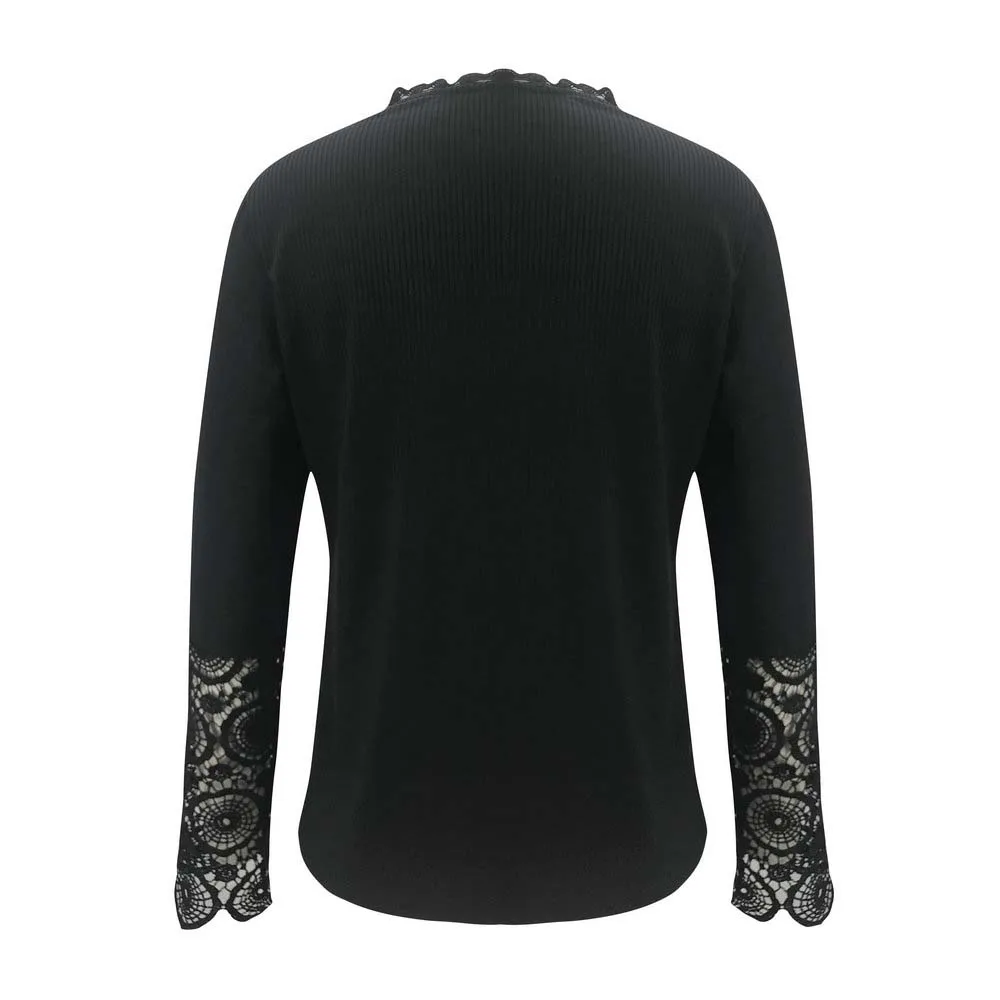 #w New Fashion Trend O-Neck Women Tshirts Lace Patchwork Long Sleeve Slim Tee Tops Black Single Breasted Khaki Lady Clothing
#w New Fashion Trend O-Neck Women Tshirts Lace Patchwork Long Sleeve Slim Tee Tops Black Single Breasted Khaki Lady Clothing