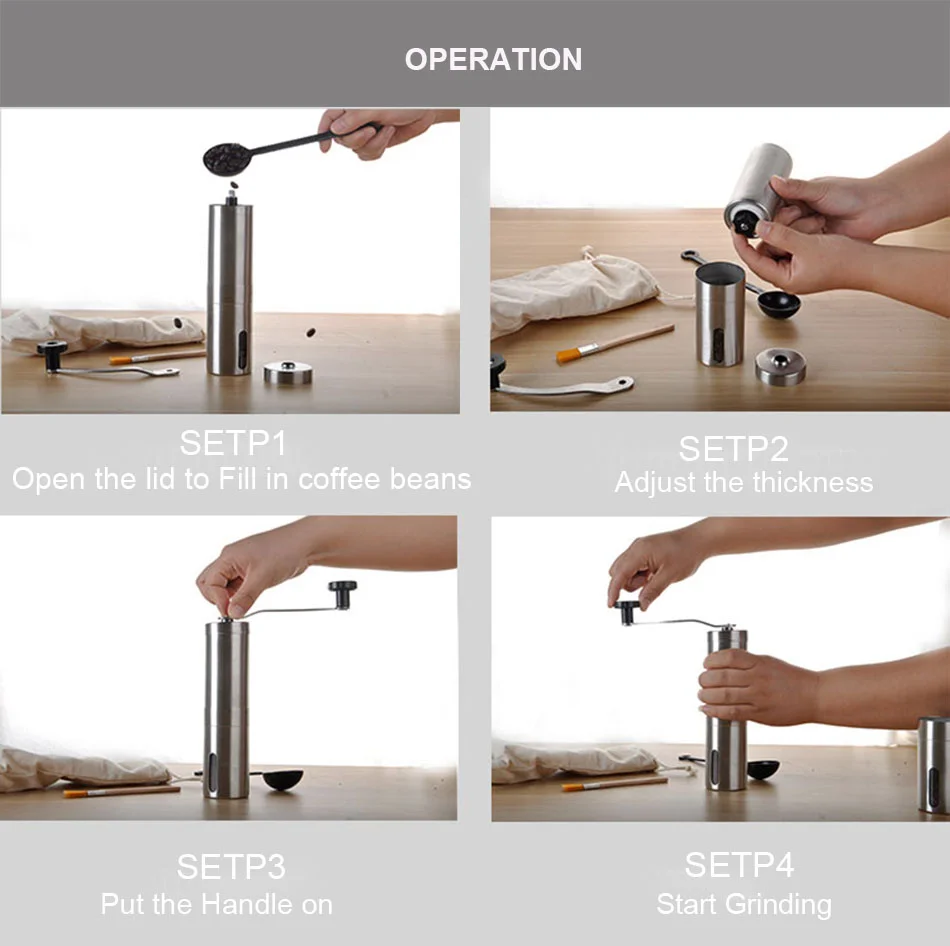 Manual Ceramic Coffee Grinder Stainless Steel Adjustable Coffee Bean Mill Easy Clean Kitchen Tools Portable Conical Grinder
Manual Ceramic Coffee Grinder Stainless Steel Adjustable Coffee Bean Mill Easy Clean Kitchen Tools Portable Conical Grinder