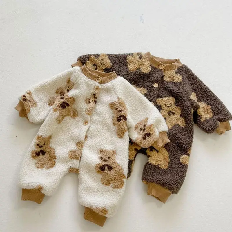 Newborn Baby Romper Winter Cartoon Bear Print Fleece Thicken Rompers Children Long Sleeve Warm Outwear Infants Jumpsuit Clothes
Newborn Baby Romper Winter Cartoon Bear Print Fleece Thicken Rompers Children Long Sleeve Warm Outwear Infants Jumpsuit Clothes