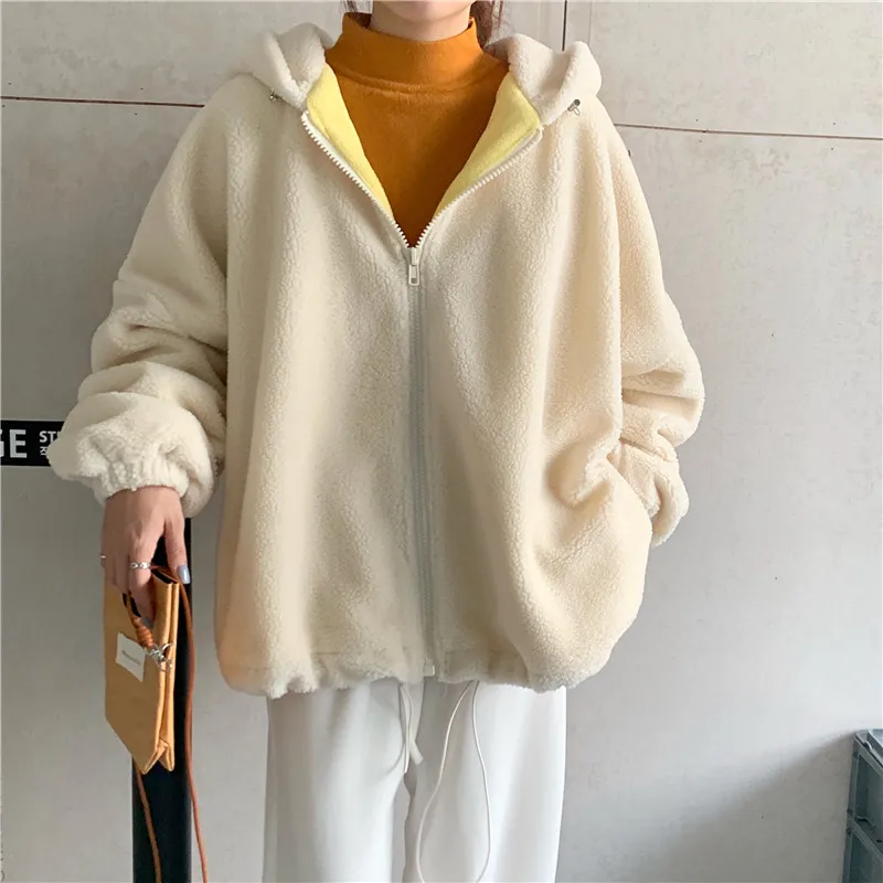 Lucyever Faux Lamb Fur Thick Warm Coats Womens Korean Style Fashion Drawstring Women Clothes Winter Loose Hooded Clothes Mujer
Lucyever Faux Lamb Fur Thick Warm Coats Womens Korean Style Fashion Drawstring Women Clothes Winter Loose Hooded Clothes Mujer