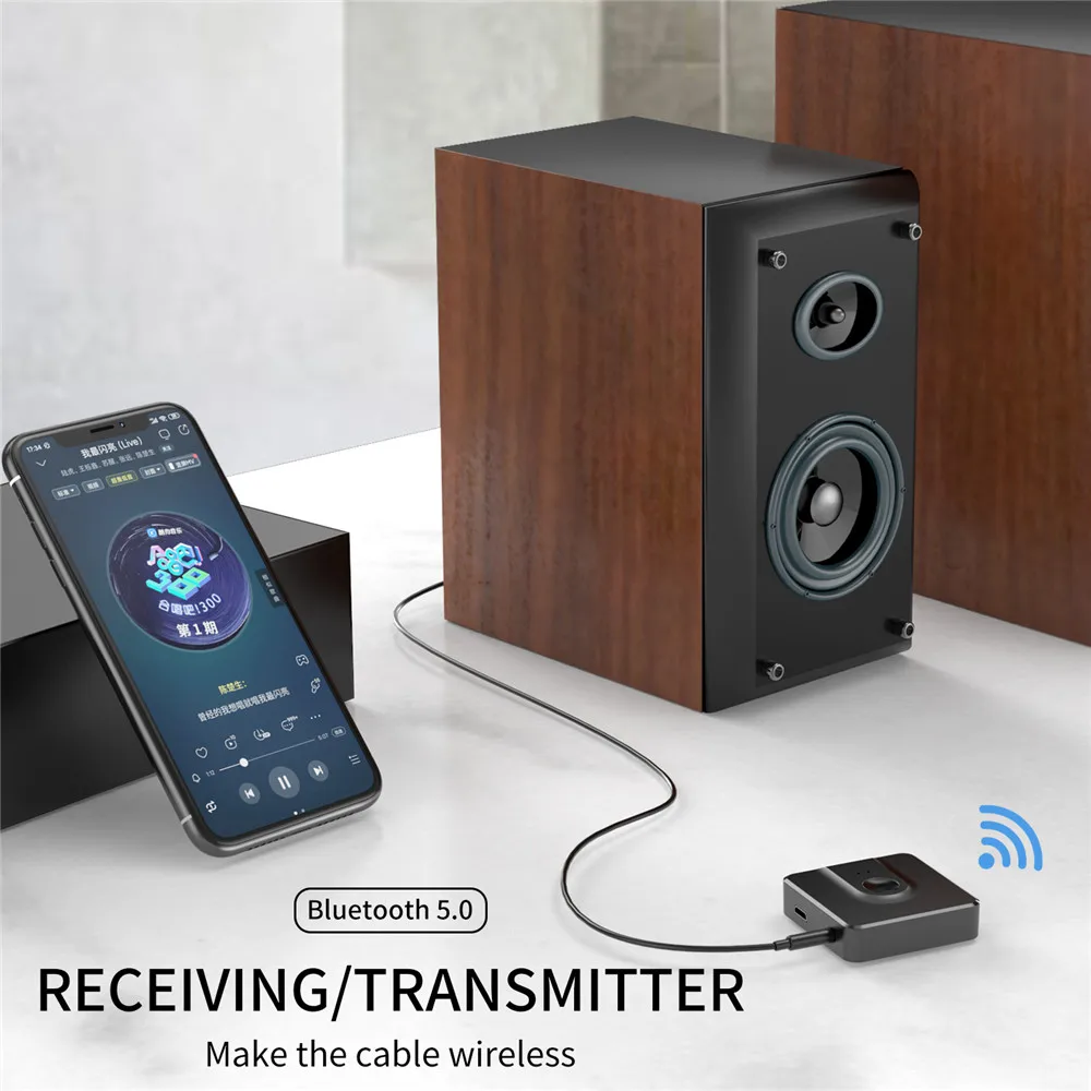 Kebidu 2 в 1 Bluetooth V5.0 аудио передатчик приемник стерео беспроводное 3 5 мм к 2RCA AUX