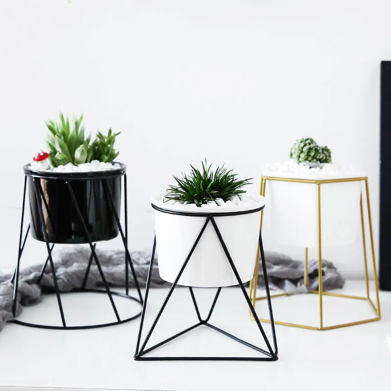 Nordic Geometric Ceramic Planter with Iron Rack Holder Metal Stand Desktop Flower Pot for Succulents Plants Home Garden Decor
Nordic Geometric Ceramic Planter with Iron Rack Holder Metal Stand Desktop Flower Pot for Succulents Plants Home Garden Decor