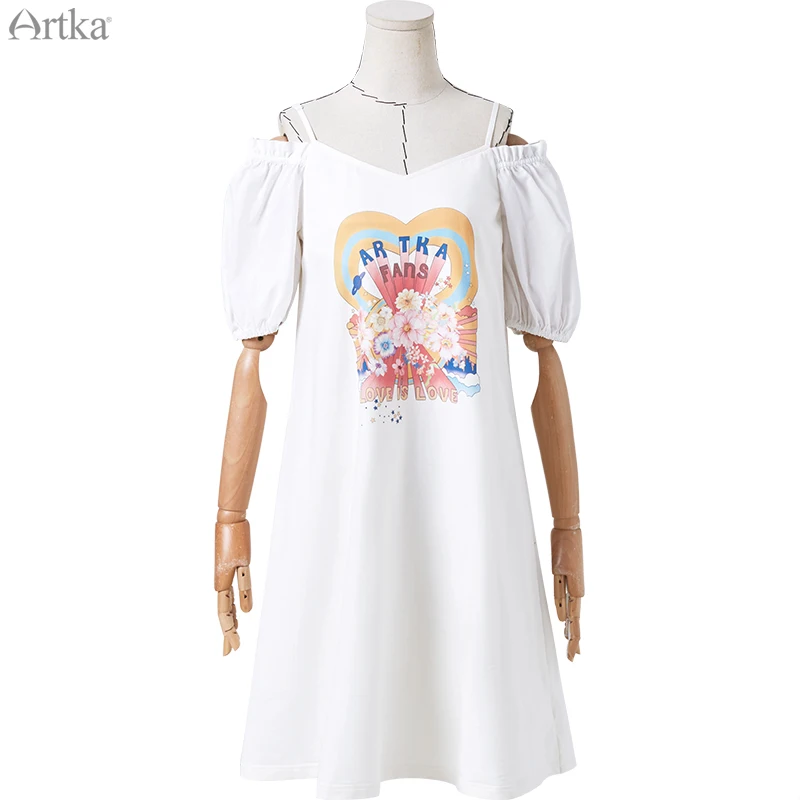 ARTKA 2020 Summer New Women Dress Fashion Print Off Shoulder White Dresses Pure Cotton Puff Sleeve Loose Long Dress ZA25008X
ARTKA 2020 Summer New Women Dress Fashion Print Off Shoulder White Dresses Pure Cotton Puff Sleeve Loose Long Dress ZA25008X