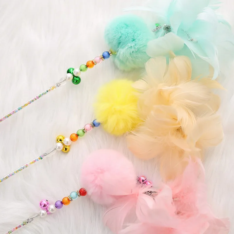 1PC Cat Toys Soft Colorful Feather Bell Rod Toy For Kitten Funny Playing Interactive Pet Supplies Home Suppl | Дом и сад