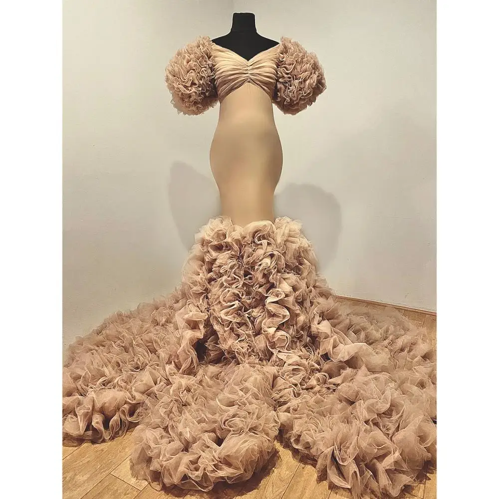 Maternity Tiered Tulle Evening Dress For Women Khaki Ruffles Dress Female Custom Made robe de soiree abendkleider
Maternity Tiered Tulle Evening Dress For Women Khaki Ruffles Dress Female Custom Made robe de soiree abendkleider
