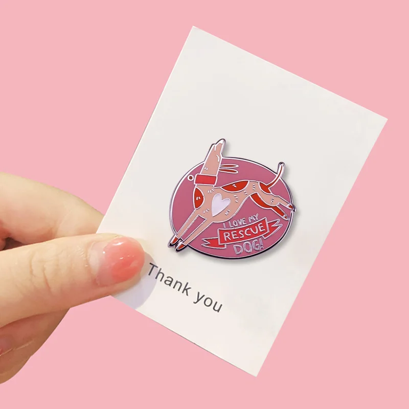 I Love My Rescue Dog Enamel Pin Brooch Cute Hound Puppy Badge Adopting and Rescuing Proud Jewelry Accessory | Украшения и