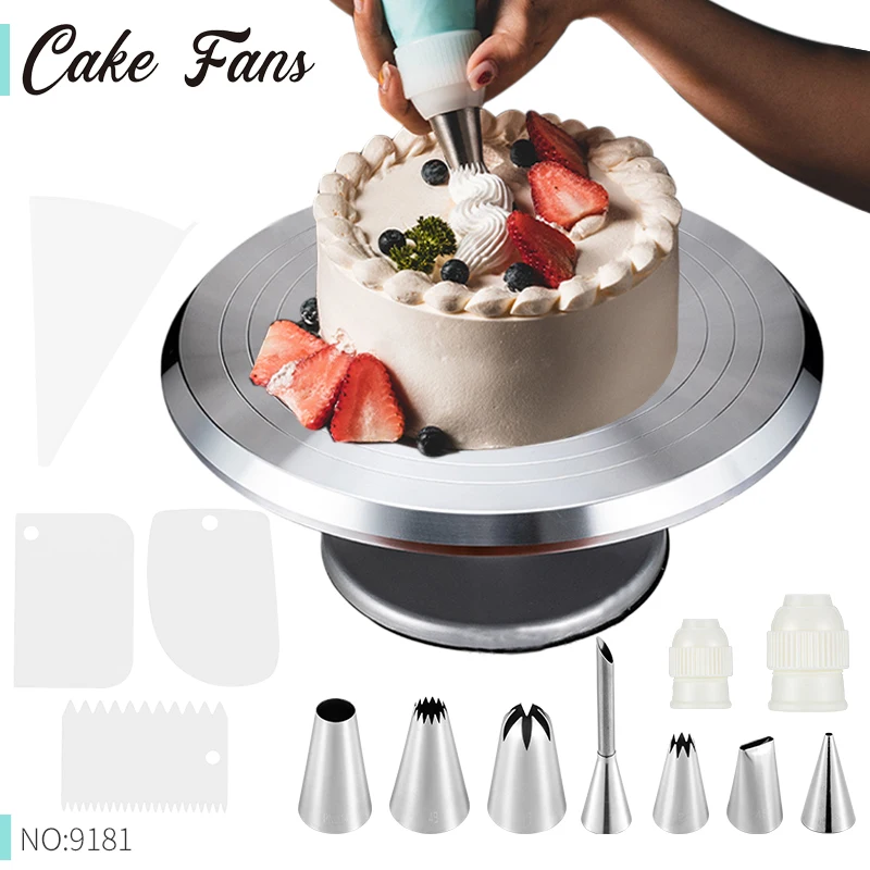 Aluminium Alloy Cake Decorative Turntable Set 304 Stainless Steel Decorating Nozzle Set Rotating Cake Turntable Decorating Tools
Aluminium Alloy Cake Decorative Turntable Set 304 Stainless Steel Decorating Nozzle Set Rotating Cake Turntable Decorating Tools