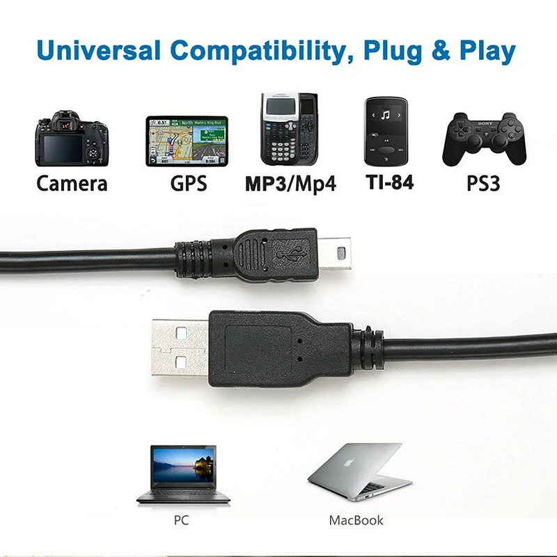 1.5m Mini USB 2.0 Cable Adapter Cord 5 Pins Data Transfer Charging Line DVD Sync Radio Charger For MP3 MP4 MP5 Player
1.5m Mini USB 2.0 Cable Adapter Cord 5 Pins Data Transfer Charging Line DVD Sync Radio Charger For MP3 MP4 MP5 Player