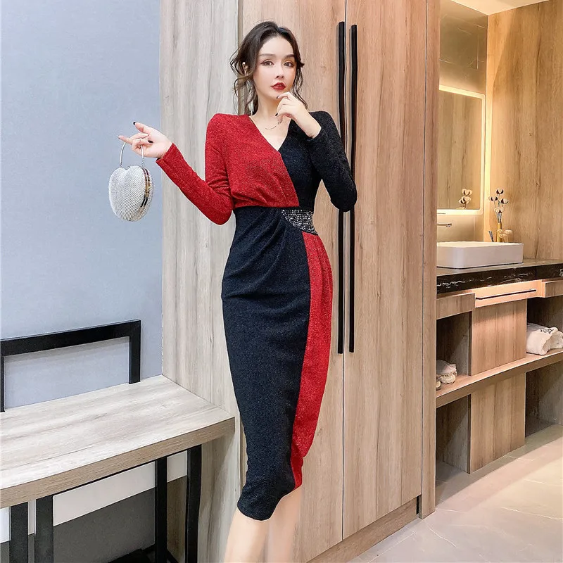Real shot temperament elegant long-sleeved dress 2021 new autumn sexy bright silk thin fishtail mid-length dress
Real shot temperament elegant long-sleeved dress 2021 new autumn sexy bright silk thin fishtail mid-length dress