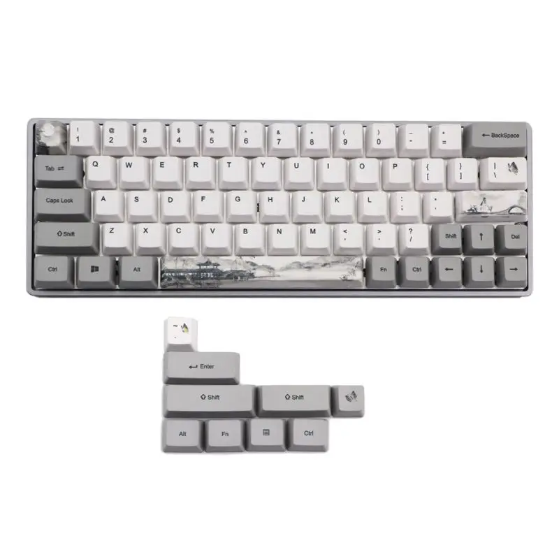 Колпачки для клавиш 61 + 11 OEM PBT полный набор механических колпачков клавиатуры