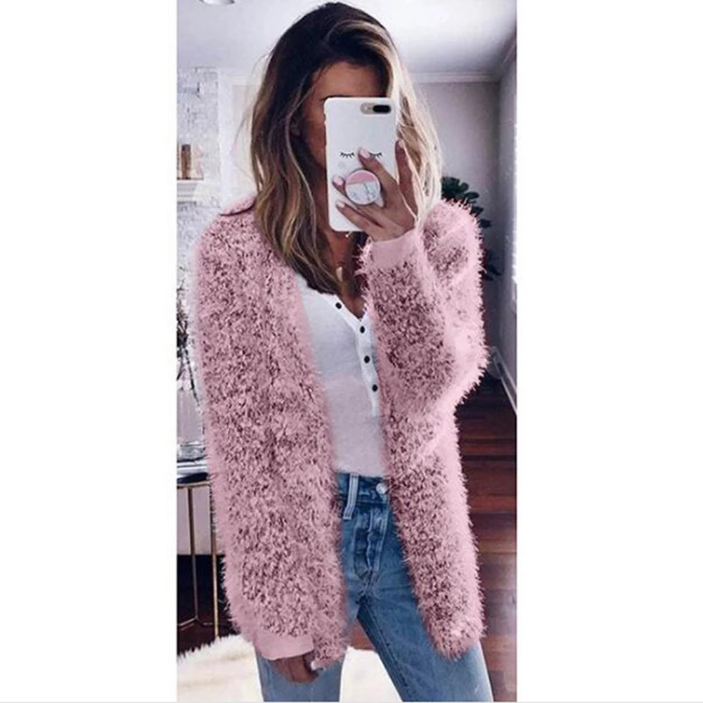 Women's Jacket Casual Cardigan Long Sleeve 2020 Autumn And Winter Solid Color Loose Warm Fleece Cardigan Polyester Thin Coat
Women's Jacket Casual Cardigan Long Sleeve 2020 Autumn And Winter Solid Color Loose Warm Fleece Cardigan Polyester Thin Coat