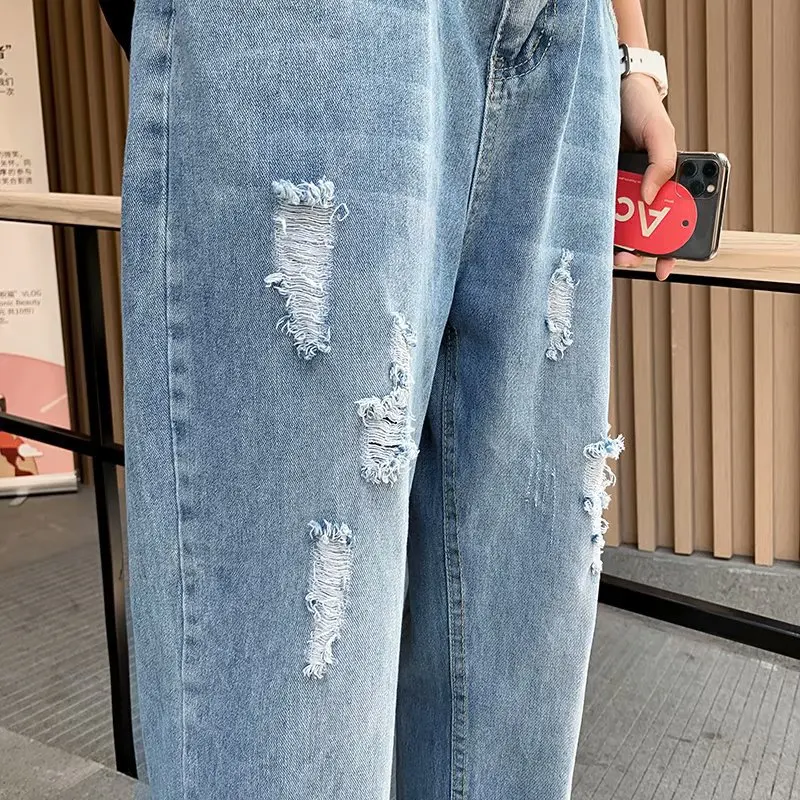 Men Jeans Hole Ankle-length Oversize S-3XL Button Fly Blue Vintage Baggy Denim Male Trousers Designed Ulzzang Hip Hop Chic New
Men Jeans Hole Ankle-length Oversize S-3XL Button Fly Blue Vintage Baggy Denim Male Trousers Designed Ulzzang Hip Hop Chic New